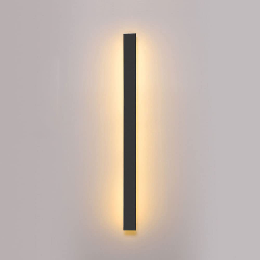HELCEKOU Modern Outdoor LED Wall Light Waterproof Black Finish Porch Sconce for Living Room and Pool Side Creative Linear Design IP65 Rated