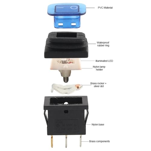 Interruptor basculante 2 pines negro de 2 posiciones 6A 250VAC para proyectos electronicos 6