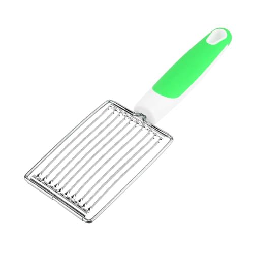 Tomato Cutter, Stainless Steel Lunch Meat Cutter Tomato Cutter Fruit Slicer Stainless Steel Meat Cutter with Handle for Tomato Ham Egg(Green)