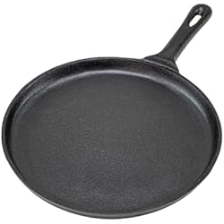 Sartenes Hierro Fundido Gourmet Tools Erreke Sartén Hierro Fundido, Todo Tipo de Cocinas Incluída Inducción, Horno y Barbacoa, Budare Precurado Ideal Arepas y Carnes, 24 cm Diámetro