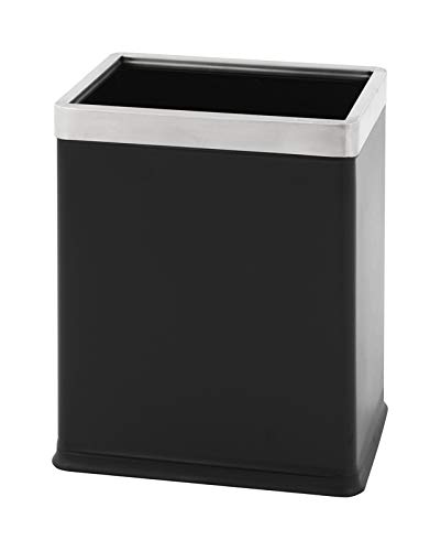 PROREGAL Doppelwandiger eckiger Edelstahl Papierkorb | 10 Liter, HxBxT 27,5x16,6x22,5cm | Schwarz