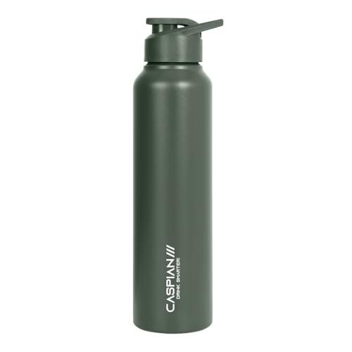 Image of Caspian Hike Stainless Steel Sipper Water Bottle 1 Ltr (Litre) for School, Fridge, Office, Gym, Home-Ideal for Adults, Men, Women, Kids, Boys, Girls-1000ml Leakproof, Rust free, Eco-Friendly, A Green