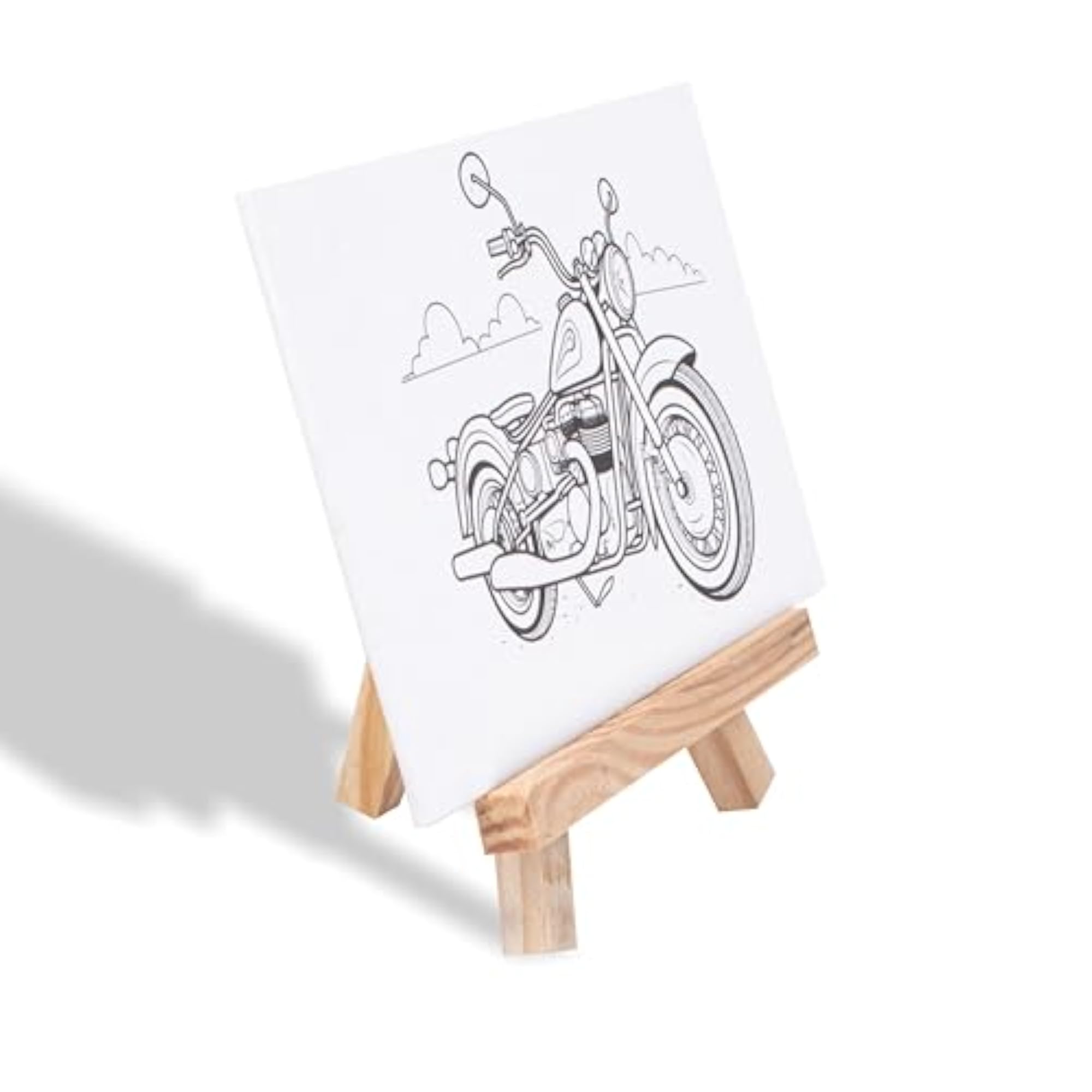 Paintable Pre-Printed Panel with Easel & Paints, Motorcycle Design