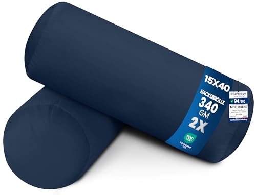 Utopia Bedding Set di 2 Cuscino Cilindrico, 15 x 40 cm Cuscini Bolster, Cuscino Lombare (Blu Navy)
