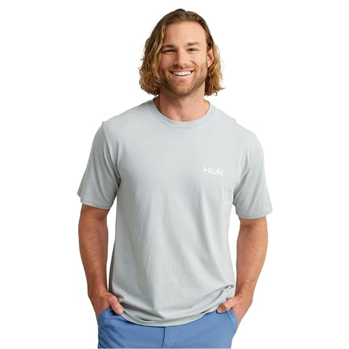 HUK Mens KC Scott Short Sleeve Tee Performance Fishing T-Shirt Fly Flag - Harbor Mist X-Large