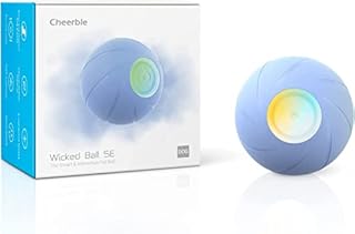 Cheerble Interactive Dog Toy Ball, Smart Rotating Bouncing Ball for Small Medium Dogs, Wicked Ball SE with 3 Modes, LED Lights Glittering, DC Rechargeable, IP 65 Water-Proof, Pet Toy Dog Balls, Blue