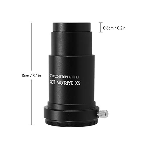 Leeofty 5X Barlow Ocular Ocular do Telescópio Astronômico de 1.25 polegadas Ocular Multi-revestido O