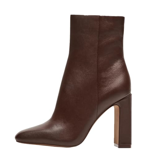 Women's Ankle Boots With Side Zipper Almond Round Toe Chunky Heel Party Boots Stylish Short Boots