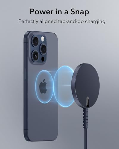 Image of ESR Magsafe Charger for iPhone, Wireless Charger Compatible with iPhone 17 /17e /16 /15 /14 /13 /12, Samsung Galaxy S26 Series, AirPods 4 /3 /AirPods Pro, Dark Blue