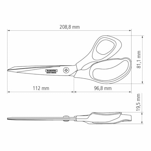 Tesoura de Costura, Tramontina, Supercort, Inox, 20 cm, Preto, 25925/167