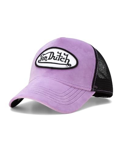 Image of Von Dutch Unisex Trucker Hat - Velvet Curved Bill Mesh Back Retro Classic Adjustable Snapback Baseball Cap for Men and Women