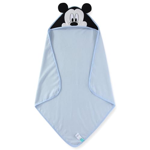 Image of Disney Baby Boys Mickey Mouse Hooded Bath Towel with 3 Washcloths Set for Newborn and Infants