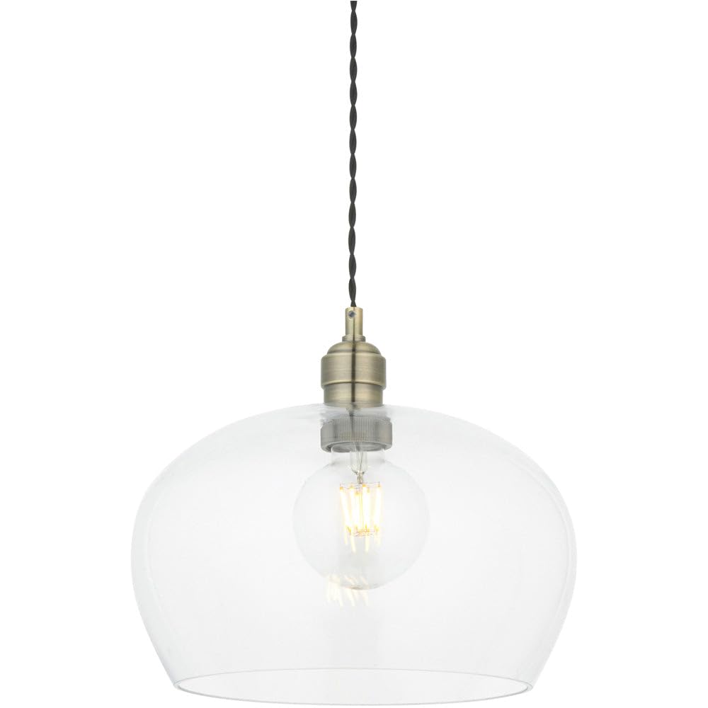 Loops Light Hanging Ceiling Pendant - Medum Antique Brass Plate & Clear Glass - 10W Led E27