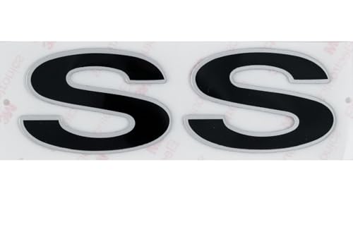 Image of 2Pc 1996-2002 Camaro SS Fender Emblem 3D Badge Nameplate Letter Sticker 12369966R Replacement for SS (Silver Black)