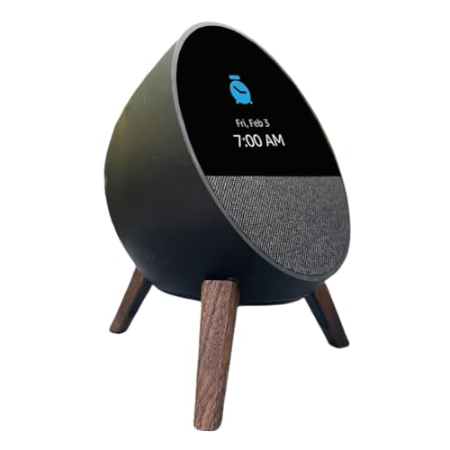 Wooden Stand with Slicone Pad Feets for Echo Spot, Wood Tripod Stand with Ellipse Metal Frame for Alexa Echo Spot,Desk Holder Mount Stand for Echo Spot (2024 Release)