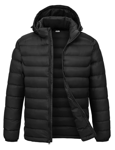 BGOWATU Men's Water-Resistant Hooded Puffer Jacket