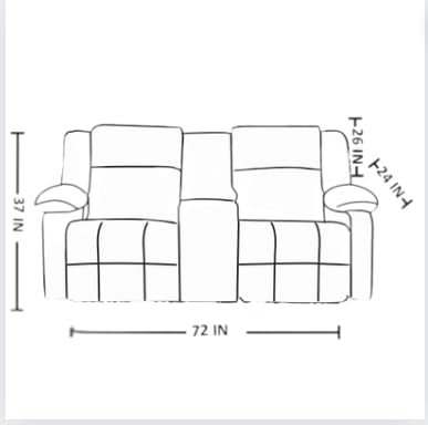 Image of Solis Royale Leatherette Manual 2 Seater Recliner Sofa Chair | Center Console and Cup Holder | Comfortable Lounge Sofa Chair for Living Room, Bedroom, Office, Home (SNUGHEAVEN-Grey)