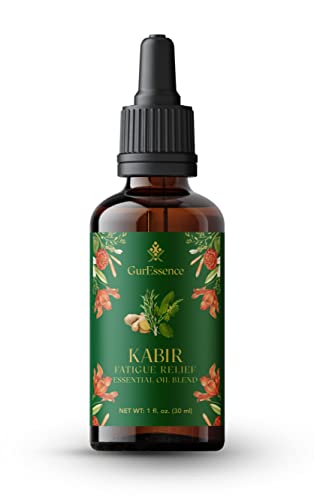 Fatigue Tiredness Relief Essential Oil Blend (Kabir) by GurEssence - 100% Pure Therapeutic Grade Fatigue Relief Blend Essential Oil - 1 oz (30 ml) - Perfect for Aromatherapy