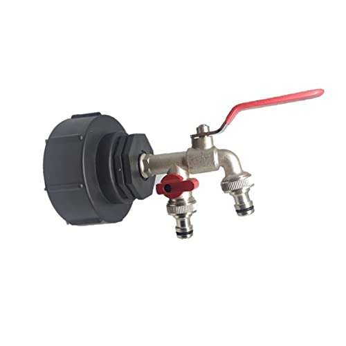 MACHSWON IBC Tank Adpater S100*8 Double Faucet IBC Tote Tank Water Storage Tank Drain Garden Hose Connector Taps Brass Tap Fitting Parts