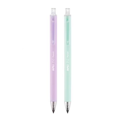 Apli 20065 - Pack de 2 crayons Infini gris rétractables - Mine HB - Corps des crayons : Lilas et Vert – vue 5