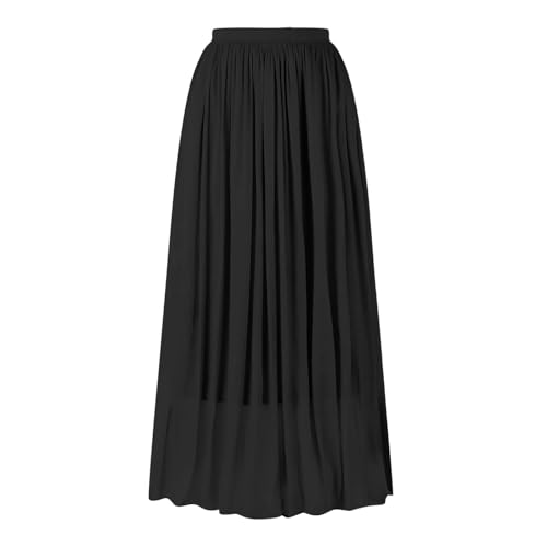 Flowy Midi Skirts for Women 2025 Summer Lightweight Elastic Waisted Swing A-Line Pleated Skirt3