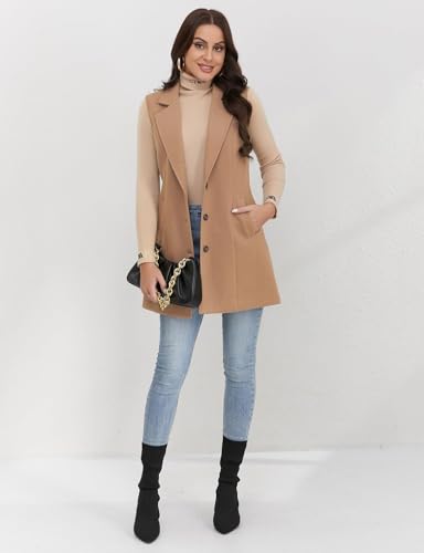 Image of IDEALSANXUN Plaid Vest for Women Fall Winter Sleeveless Blazer Jackets