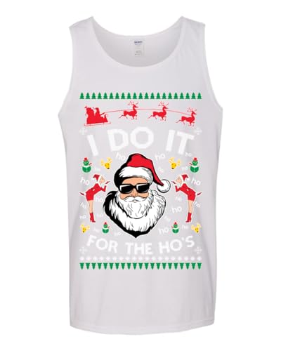 I Do It for The Hos Funny Santa Claus Xmas Winter Holiday Classic Elves Presents Ugly Christmas Mens Tank Top2
