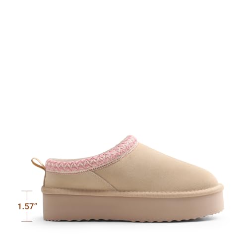 Image of DREAM PAIRS Women's Platform Genuine Suede House Slippers