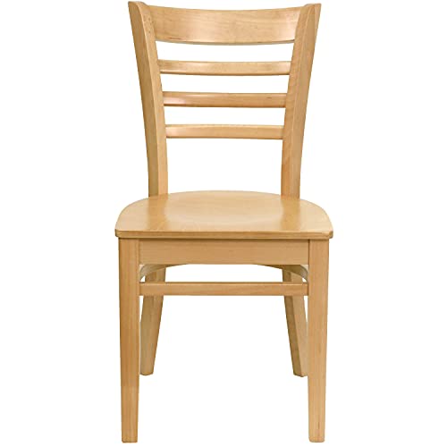 Image of Flash Furniture HERCULES Series Ladder Back Natural Wood Restaurant Chair