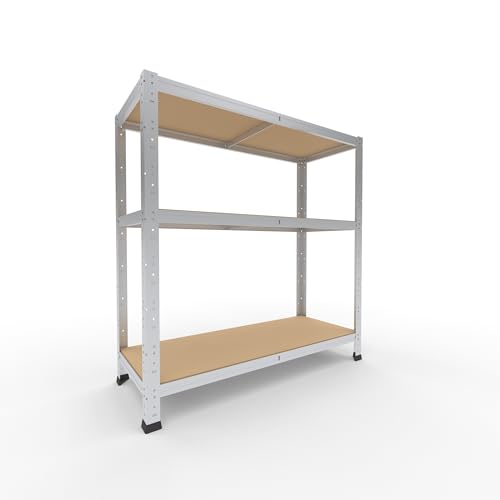 shelfplaza Home 100x100x40 cm Schwerlastregal in verzinkt mit 3 Böden und 175 kg Traglast pro Boden