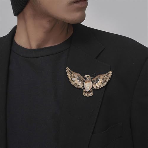 Image of Rhinestone Eagle Bird Brooch Pin for Women Men Vintage Teardrop Green Crystal Eye Flying Animal Brooches Lapel Elegant Hat Bag Suit Costume Accessories Jewelry Father Friend
