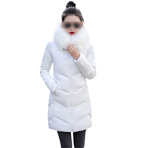 Veste d'hiver pour femme Roquorl parka longue à capuche et duvet de coton blanc en taille L