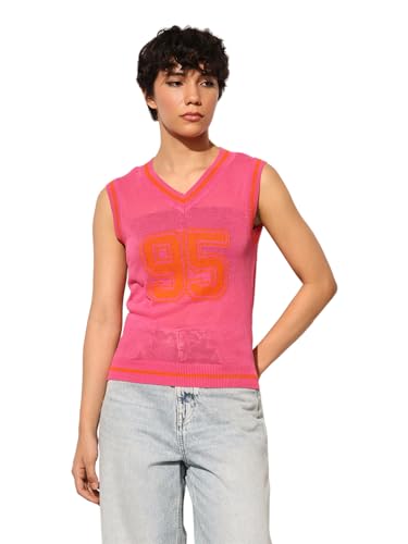 Image of ONLY Women's Knit Typography V-Neck T-Shirt