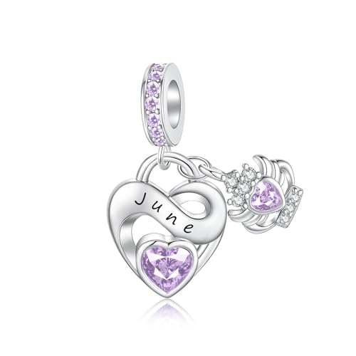 Image of Birthstone Charm 925 Sterling Silver Charms fits Bracelets and Necklace Pendant Bead Happy Birthday Charms Jewelry Present for Women Family Friends
