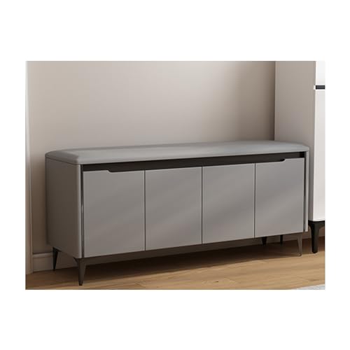 Banc à chaussures caché avec rangement et coussin doux pour entrée accueillante