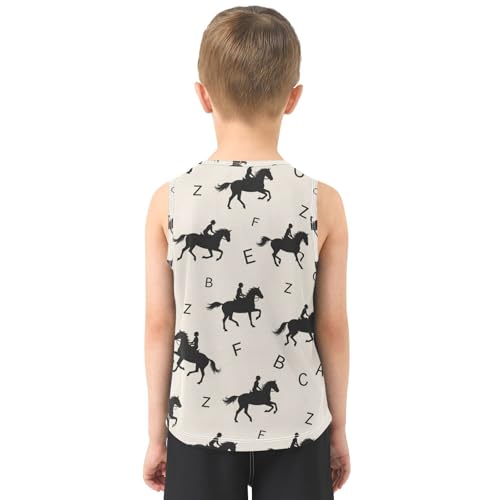 J JOYSAY Cartoon Horse Letters Boys Tank Top Sleeveless Muscle Shirts Quick Dry Sport Active Workout Kids T-Shirts 3-15T3