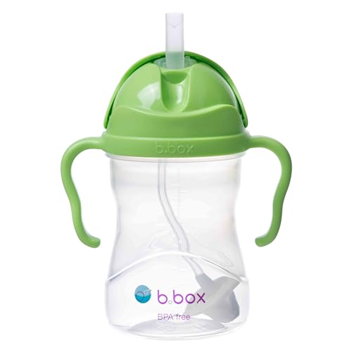 box Sippy Cup with Weighted Straw. Drink from any Angle, Leak Proof, Spill Proof, Easy Grip. BPA Free. For Babies 6m+ to Toddlers (Apple, 8oz)