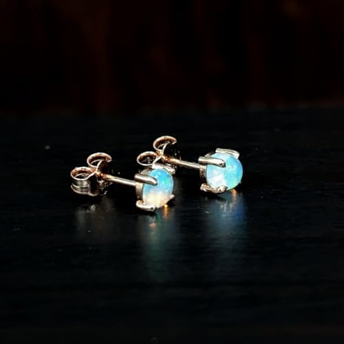 Puces d'oreilles opale ovale argent sterling 925 plaqué or