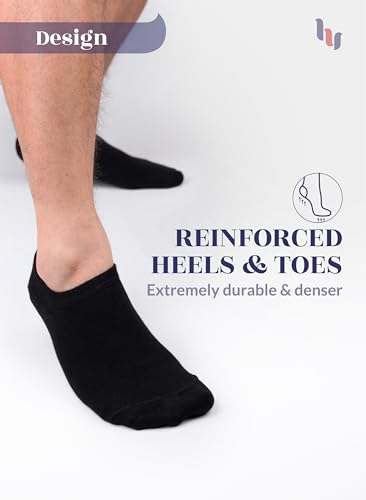 Hugh Ugoli Men Bamboo No Show Socks, Non Slip, Soft,Thin, Low Cut, Seamless Toe, Shoe Size: 11-13/8-11 6&12 Pairs4