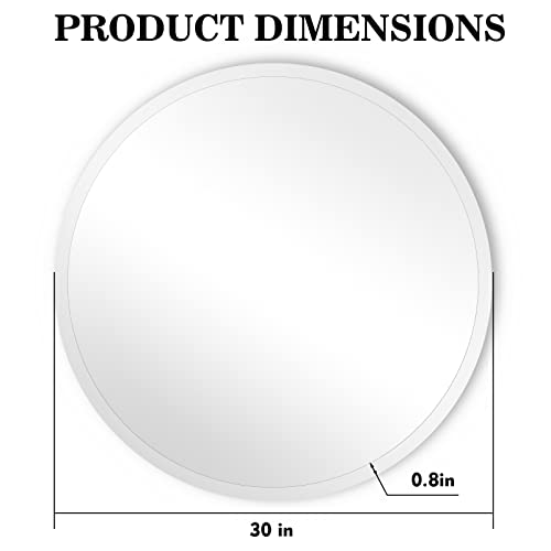 Round Bathroom Mirror 30 Inch, Frameless Round Mirror With Beveled Edge For Bedroom Living Room Entryway #TOP1