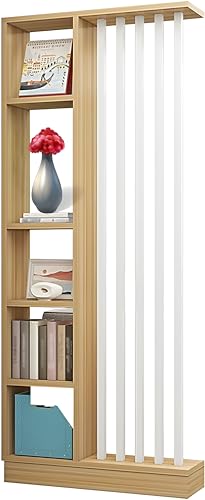 Image of MKH KRAFTS- Hand Carved Wooden Room Divider & Partition Panel Decorative Room Separator Open Shelf Divider for Living Room Kitchen Office with Iron Rodes