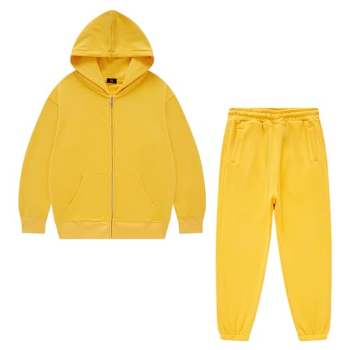 Boy's Hooded Tracksuit Zipper Sweatshirt Jogging Pants Set 2 Pieces Sweatsuit for Age 3-12 Years