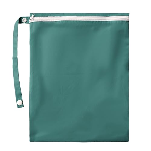 Waterproof Wet Bag for Swimsuit & Towel - Reusable Clothes TPU Lining Wet Dry Bag for Swimming, Travel, Beach and Gym, Zippered Cloth for Travel Essentials, 12.5" x 16", Teal