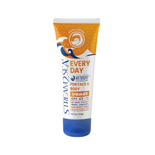 Protector solar mineral brillante SPF 45 para todos los días, 75 ml, biodegradable, sin parabenos y seguro para arrecifes, no graso, ligero y brillante, protección mineral contra los rayos UVA y UVB
