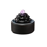 Innenbereich Tischbrunnen-Dekorationen, Desktop-Wasserbrunnen-Ornament for das Home Office Wohndeko(Schwarz)