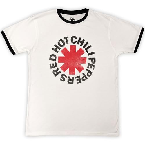Rock Off officially licensed products Red Hot Chili Peppers Logo Ringer T Shirt M