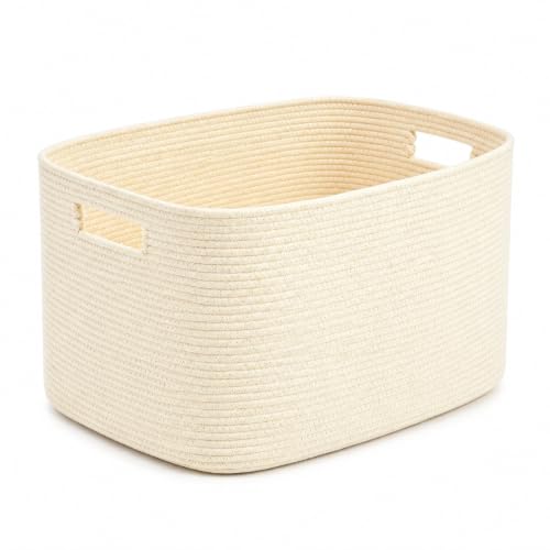 Image of 22.8GAL Xl Extra Large Laundry Basket for Bathroom, Dorm Dirty Clothes, Sturdy Portable Aesthetic Boho Cute Woven Storage Shoes Blanket Baskets for Living Room Decor Girls Boys Pets Toys Beige