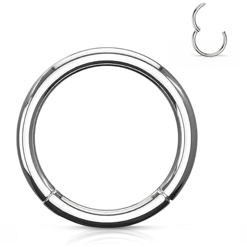Stachelkleid Clickerring aus Titan 1 2mm Piercing Ring Clicker Universal Piercing für Helix Conch Tragus Septum & Nostril Silberfarben 1 mm x 8 mm