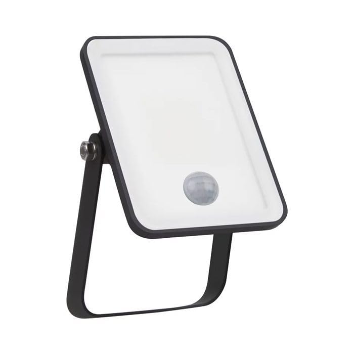 LumenEco 10W LED Floodlight with PIR Motion Sensor, Warm White 3000K Outdoor Security Light, IP65 Weatherproof Exterior Flood Lamp for Garden & Wall, Energy Efficient, Black - 20cm Cable