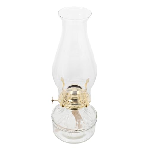UTHCLO Lámpara de Queroseno Vintage con Pantalla de Transparente y Luz Ajustable Quinqué Aceite Decorativo para Interiores Linterna de Petróleo Ambiente y Emergencia